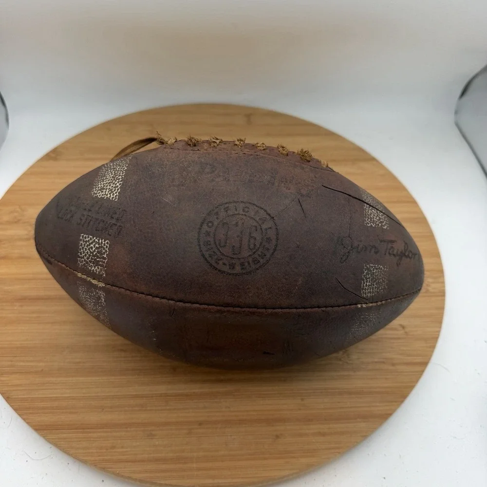 Vintage Spalding Jim Taylor S63 Leather Football Packers HOF Display/Decor Will